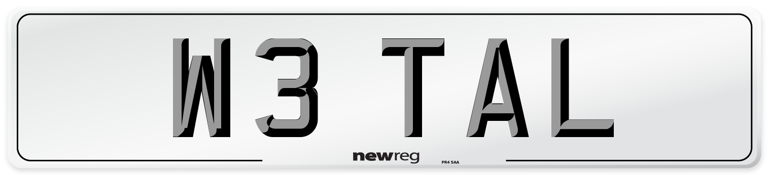 W3 TAL Number Plate from New Reg